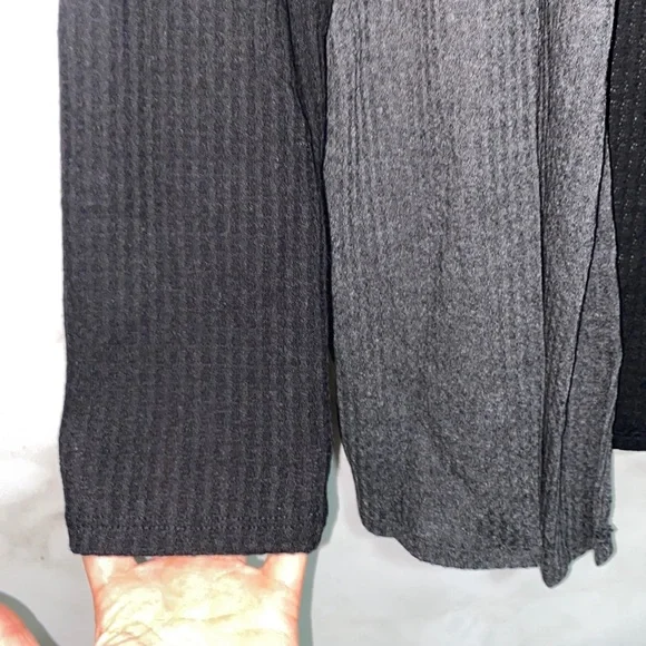 Bobeau Open Front Grey Black Colorblock Waffle Knit Cardigan - Picture 5 of 8